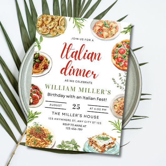 ディナイタリアンー誕生日招待状、ピザ誕生日 招待状