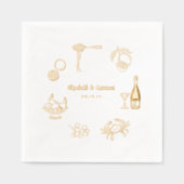 ディナエレガントイタリアンー | 結婚金ゴールド 箔ナプキン (正面)