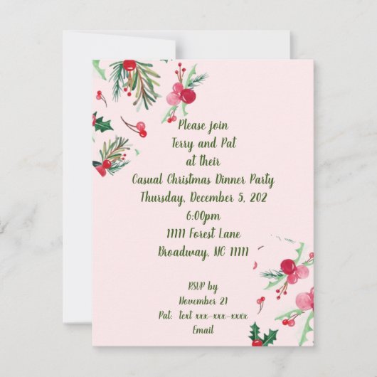 ディナカジュアルーパーティーホリデー招待状 シーズンカード (正面)