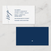 ディナシンプルー·ネービー·ブルー·カリグラティ、RSVP エンクロージャーカード (正面/裏面)