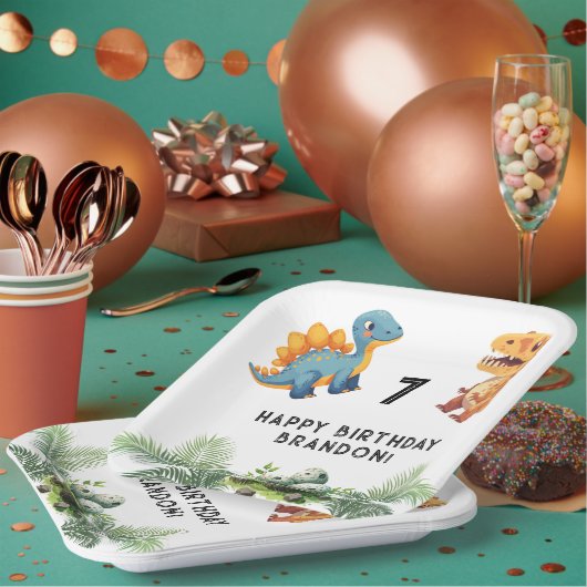 ディナソーキッズバースデーパーティー ペーパープレート (複数)