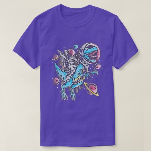 ディナソートリ宇宙スカイと宇宙飛行士は惑星を星にする Tシャツ (デザイン正面)