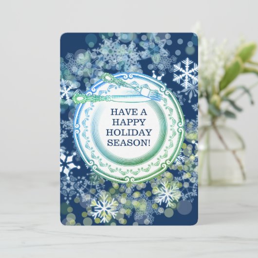 ディナファンシーープレートシェフケータリングクリスマス休暇 シーズンカード (スタンド正面)