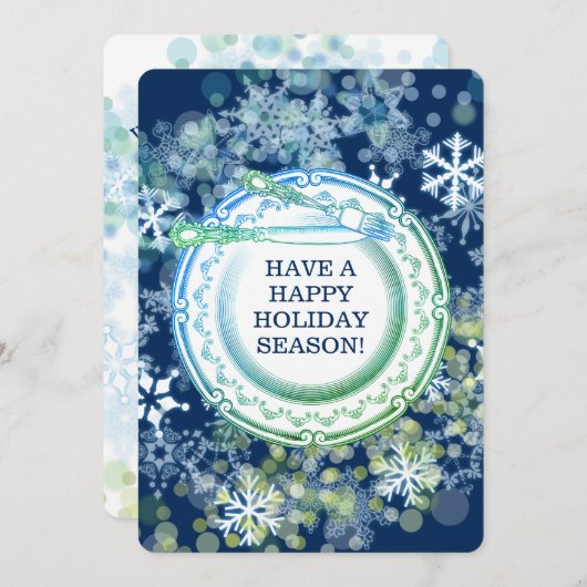 ディナファンシーープレートシェフケータリングクリスマス休暇 シーズンカード (正面/裏面)