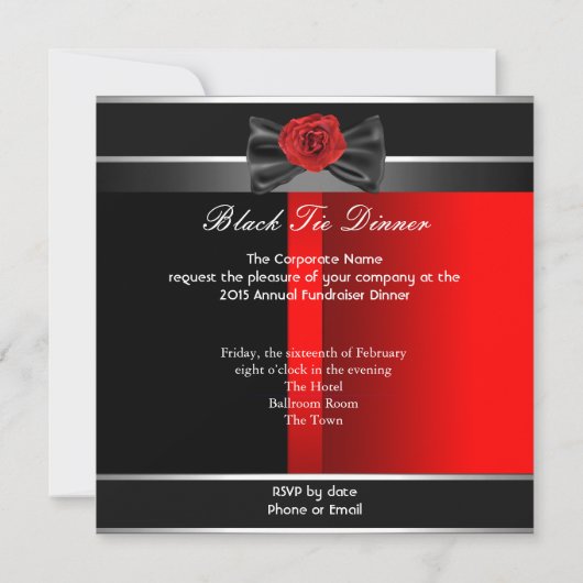 ディナフォーマルーパーティーブラックタイレッドシュー2 招待状 (裏面)