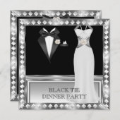 ディナフォーマルーパーティーホワイトブラックタイハリウッド2 招待状 (正面/裏面)