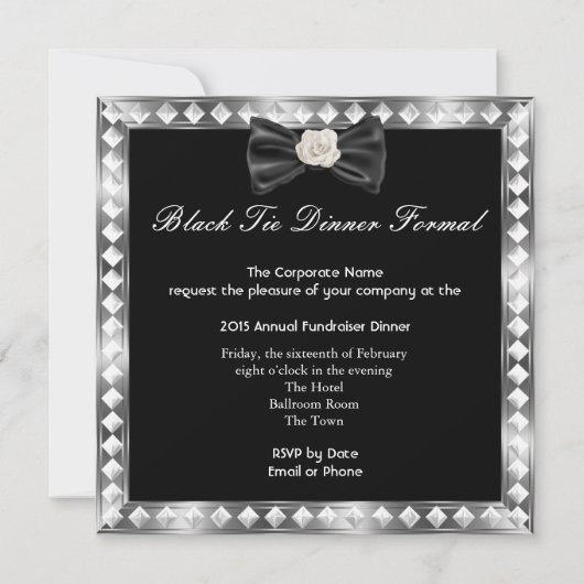 ディナフォーマルーパーティーホワイトブラックタイハリウッド2 招待状 (裏面)