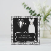 ディナフォーマルーパーティーホワイトブラックタイハリウッド 招待状 (スタンド正面)