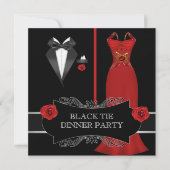 ディナフォーマルーパーティーホワイトブラックタイレッド2B 招待状 (正面)