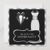 ディナフォーマルーパーティーホワイトブラックタイ 招待状 (正面)
