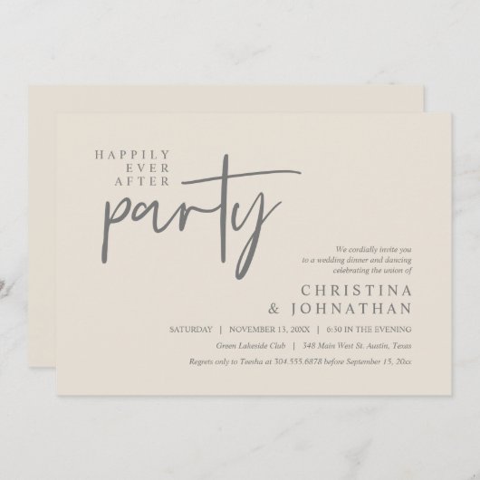 ディナモダンーの後ずっと楽し結婚く 招待状 (正面/裏面)