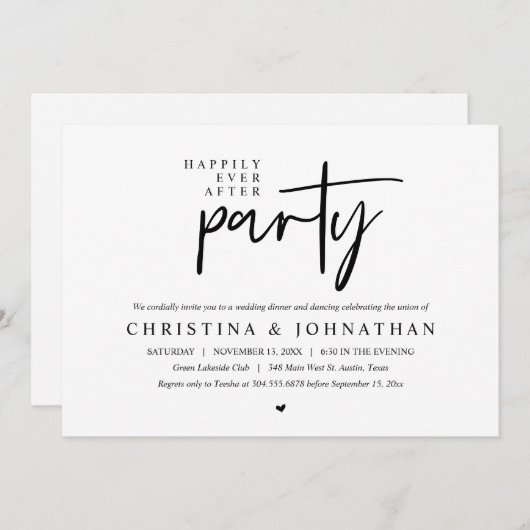 ディナモダンーの後ずっと楽し結婚く 招待状 (正面/裏面)