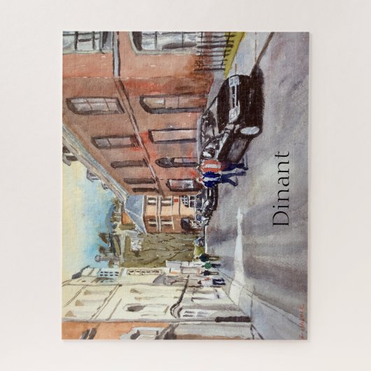 ディナントベルギー通りシーンウォーターカラー ジグソーパズル (縦)