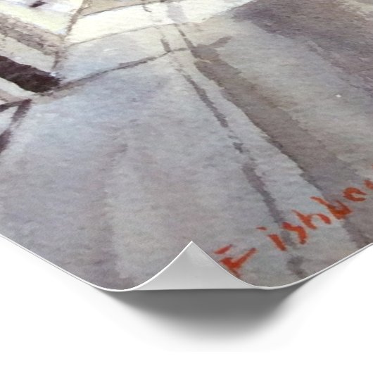 ディナントベルギー通りシーンウォーターカラー ポスター (角)