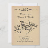 ディナーとドリンク招待状、大人のディナーパーティー 招待状 (正面)