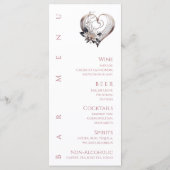 ディナーとバーメニュモダンー – ピンクのハートと花 メニュー (裏面)