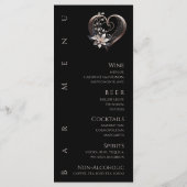 ディナーとバーメニュモダンー – ピンクのハートと花 メニュー (裏面)