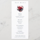 ディナーとバーメニューモダン – ハート型バラ メニュー (裏面)