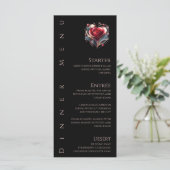 ディナーとバーメニューモダン – ハート型バラ メニュー (スタンド正面)