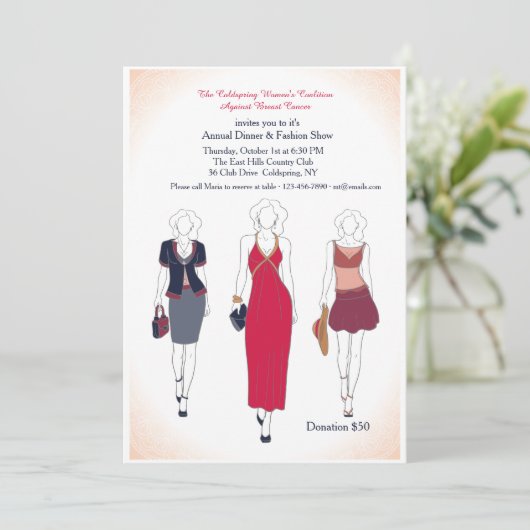 ディナーとファッションショー招待状 招待状 (スタンド正面)