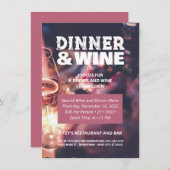 ディナーとワインの写真カスタムフライヤー招待状 招待状 (正面/裏面)