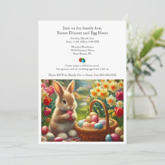 ディナーと卵狩りファミリーイースター招待状 招待状 (スタンド正面)