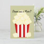 ディナーと映画ホットバター入りポップコーン招待状 招待状 (スタンド正面)