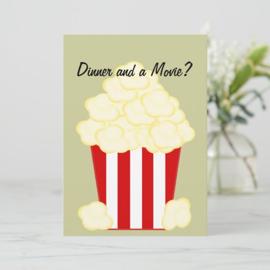 ディナーと映画ホットバター入りポップコーン招待状 招待状 (スタンド正面)