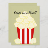 ディナーと映画ホットバター入りポップコーン招待状 招待状 (正面/裏面)