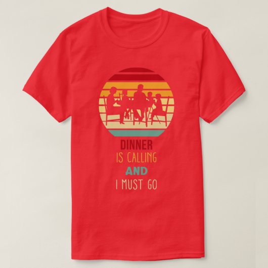 ディナーの電話おもしろい中 Tシャツ (デザイン正面)