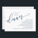 ディナーの駆け落ち結婚パーティーの後で幸せに 招待状<br><div class="desc">私たちの上品なネイビーコンテンポラリーブルーテーマの走りお祝い招待カー結婚ド、"Happy Ever After Dinner"を使用して、優雅であなたの永遠の始まりをマーク。カップルが楽しい大事な行事を伸ばすのに最適な、この招待は遊び心のヒントと洗練を醸し出し、思い出に残るイベントのためのステージを設定。時代を超越した台本モダンデザインテーマで飾られ、お祭りに洗練された魅力のtouchを加える。この招待はテッシャ・デリックによって制作され、あなたの愛の物語を美しく捉えることを約束する。</div>
