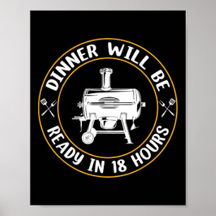 ディナーは18時間で準備される喫煙Bbq肉 ポスター