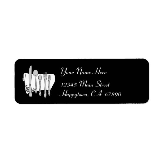 ディナーウェアブラックアンドホワイト住所 シールテンプレート ラベル (正面)