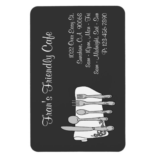 ディナーウェアレストラン白黒カスタムマグネット マグネット (縦)