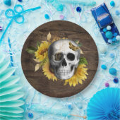 ディナーウェア披露宴素朴ひまわりスカル ペーパープレート (パーティー)