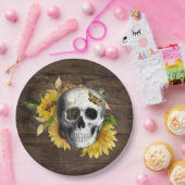ディナーウェア披露宴素朴ひまわりスカル ペーパープレート (パーティー)