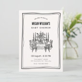 ディナーテーブルのベビーシャワー 招待状 (スタンド正面)