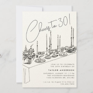 ディナーテーブル応援スケッチ30th誕生日パーティー 招待状