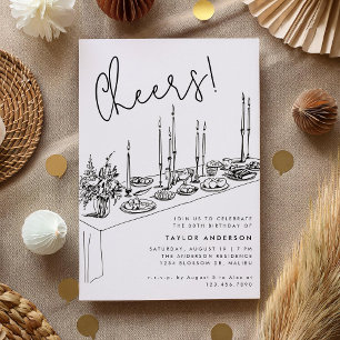 ディナーテーブル応援スケッチ30th誕生日パーティー 招待状