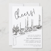 ディナーテーブル応援スケッチ30th誕生日パーティー 招待状 (正面)