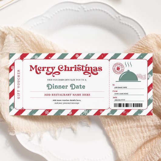 ディナーデートナイトレストラン クリスマス ギフト券 招待状