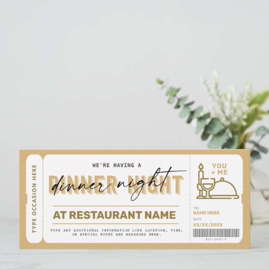 ディナーナイトギフト伝票証明書 (スタンド正面)