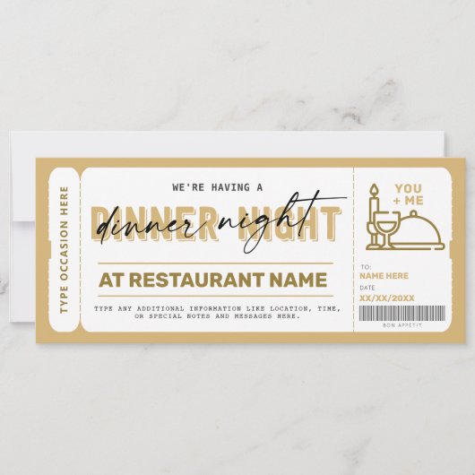 ディナーナイトギフト伝票証明書 (正面)