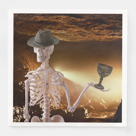 ディナーナプキンズ、"インディ"ボーンハロウィーンスケルトン (正面)