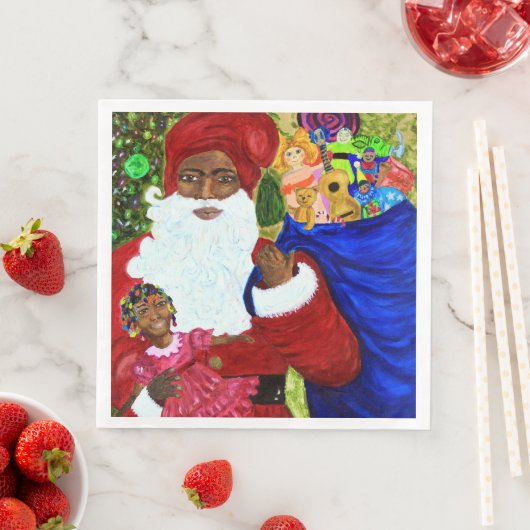 ディナーナプキンズ – クリスマステーブル衣服ブラックサンタ (インサイチュ)