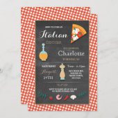 ディナーバースデイタリアンィパーティーチョークピザ招待状 招待状 (正面/裏面)