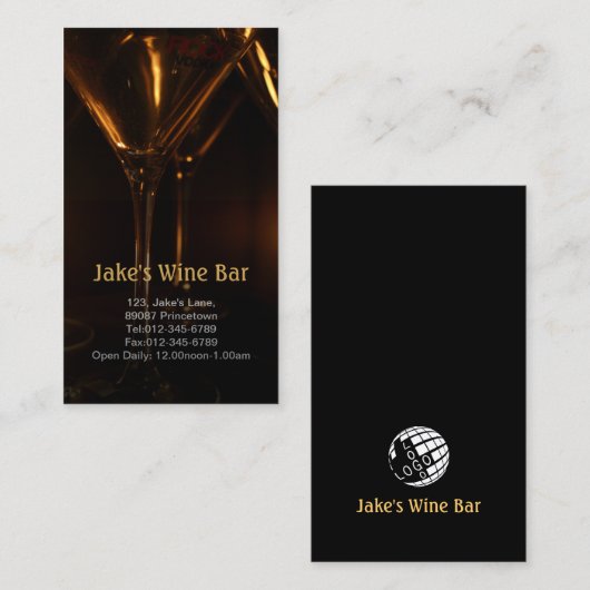ディナーバーレストランワイングラス 名刺 (正面/裏面)