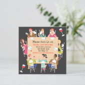 ディナーパーティの招待状とテーブルと友人 招待状 (スタンド正面)