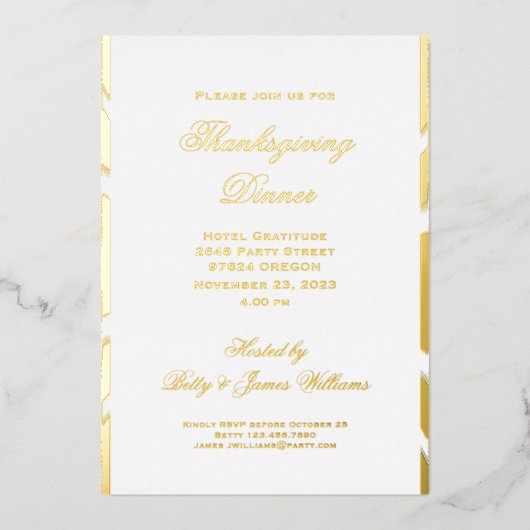 ディナーパーティの招待状感謝祭 箔招待状 (正面)