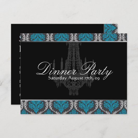 ディナーパーティの招待状 インビテーションポストカード (正面/裏面)